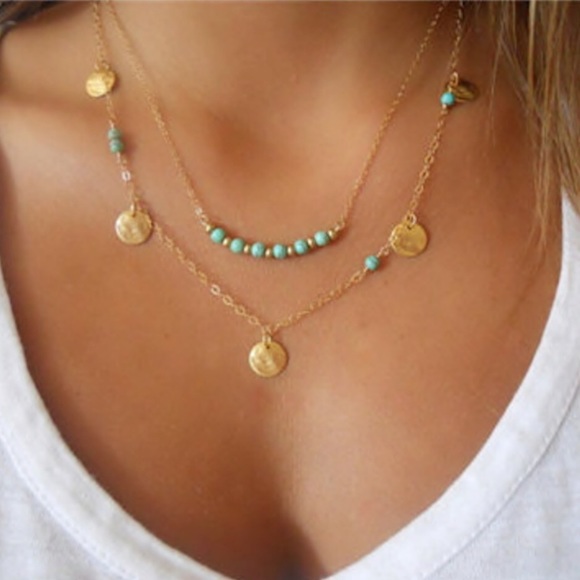 . Jewelry - 🏆HP🏆 2 Layer Turquoise & Gold Color Necklace